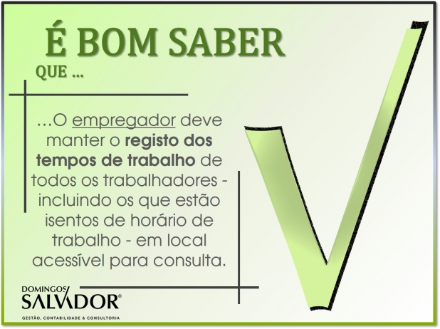 Registo dos tempos de trabalho